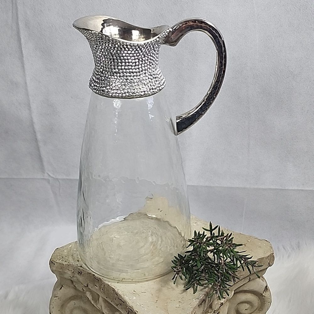 Pitcher Hammered Metal Handle and Faceted Metal studs